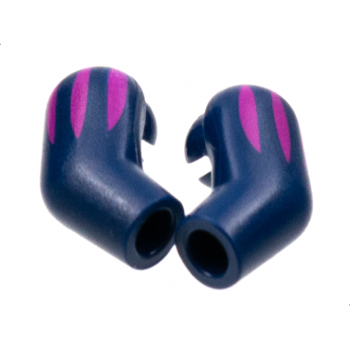 dark blue arm matching left and right pair with magenta shoulder stripes pattern