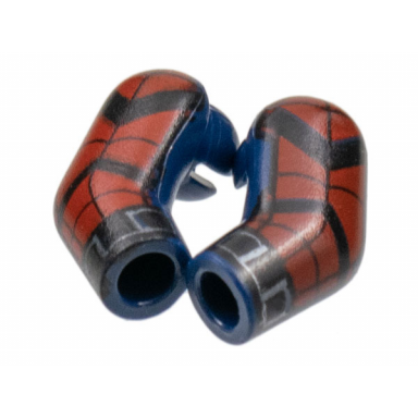 dark blue arm matching left and right pair with red panels black chevrons pattern