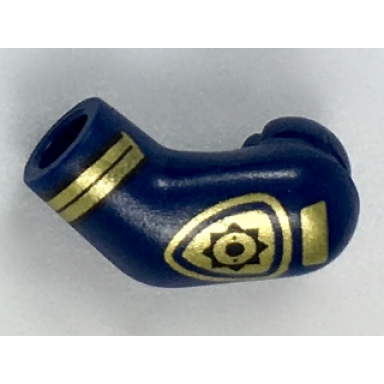 dark blue arm left with gold police badge and stripes pattern