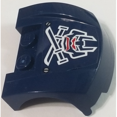 dark blue vehicle mudguard 3 x 4 x 1 2 3 curved front with ninjago samurai x mask and crossed swords pattern sticker - set 70642