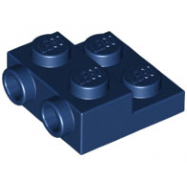 dark blue plate modified 2 x 2 x 2 3 with 2 studs on side