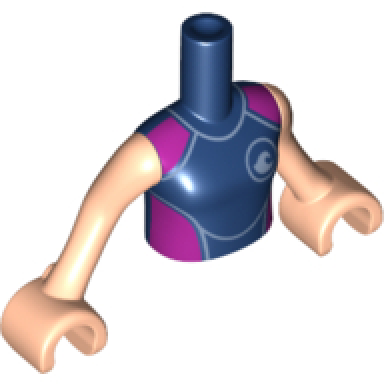 dark blue torso mini doll girl dark blue wetsuit with dark purple sides pattern light nougat arms with hands