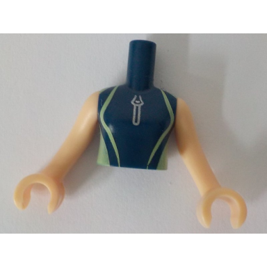 dark blue torso mini doll girl dark blue and sand green wetsuit with zipper pattern light nougat arms with hands
