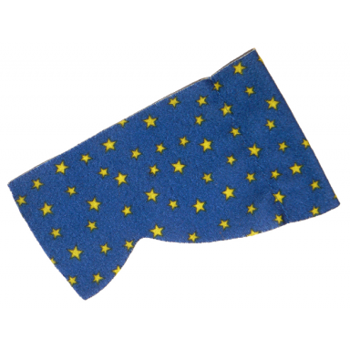 dark blue duplo cloth curtain with yellow stars pattern left
