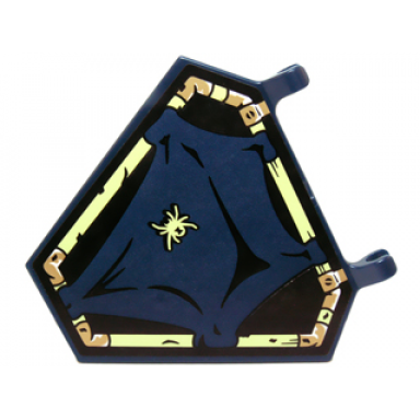 dark blue flag 5 x 6 hexagonal with dark blue cloth hung on yellowish green frame and spider pattern sticker - set 70732