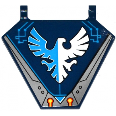 dark blue flag 5 x 6 hexagonal with blue and white falcon and circuitry pattern sticker - set 70315