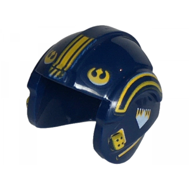 dark blue minifigure headgear helmet sw rebel pilot with bright light orange rebel alliance symbol and markings pattern captain porter