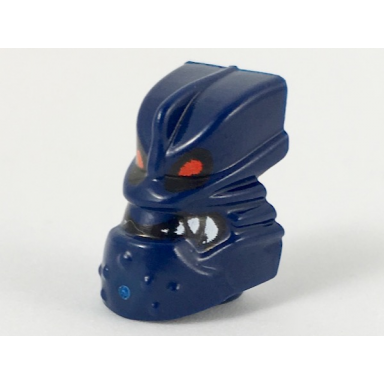 dark blue minifigure head modified bionicle piraka vezok with eyes and teeth pattern