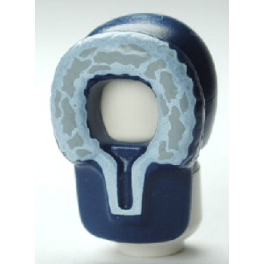 dark blue minifigure headgear hood fur-lined with white and gray fur pattern