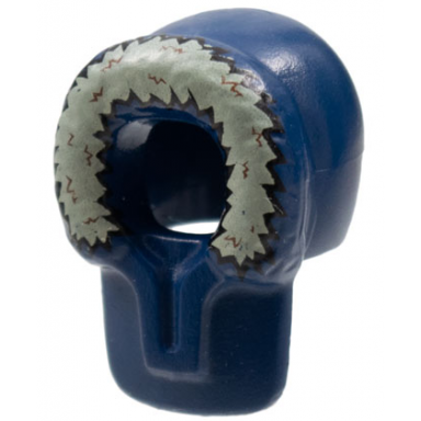 dark blue minifigure headgear hood fur-lined with tan and brown fur pattern