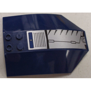 dark blue windscreen 8 x 6 x 2 curved sloped sides with silver and black vent grille pattern model left side sticker - set 8636