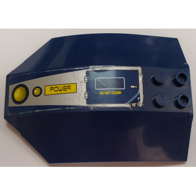 dark blue windscreen 8 x 6 x 2 curved sloped sides with do not cover power and two yellow circles pattern model left side sticker - set 8636