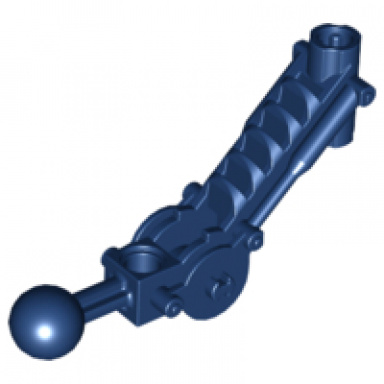 dark blue bionicle ball joint 5 x 7 arm with dual axle hole at 90 degrees