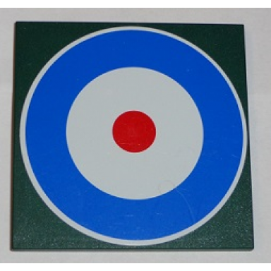 tile 6 x 6 with bottom tubes with blue circle and red dot british roundel pattern sticker - set 10226