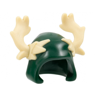minifigure headgear hood with molded tan moose antlers pattern