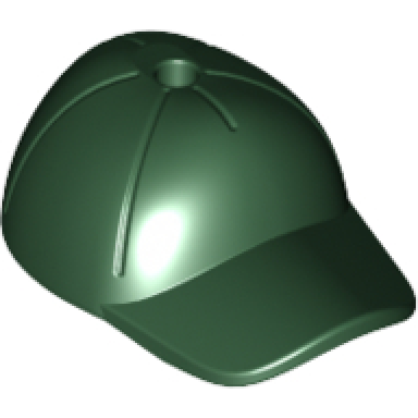 dark green minifigure headgear cap - short curved bill with seams and hole on top