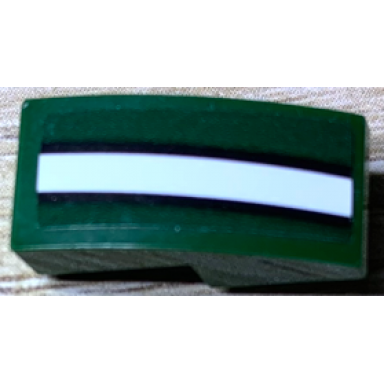 dark green slope curved 2 x 1 x 2 3 with black lines and white stripe pattern model left side sticker - set 75894
