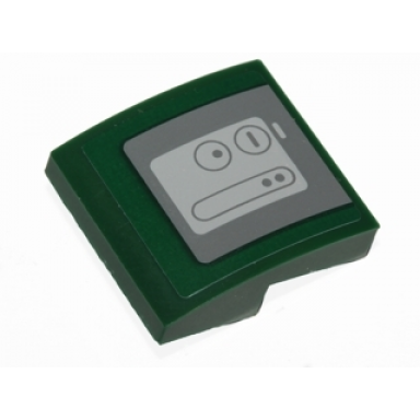 dark green slope curved 2 x 2 x 2 3 with gray circles dots and square with rounded edges on dark green background pattern sticker - set 75090