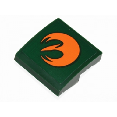 dark green slope curved 2 x 2 x 2 3 with orange rebels insignia pattern model left side sticker - set 75090