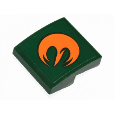 dark green slope curved 2 x 2 x 2 3 with orange rebels insignia pattern model right side sticker - set 75090