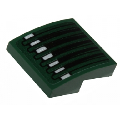 dark green slope curved 2 x 2 x 2 3 with speeder bike grille pattern sticker - set 75141
