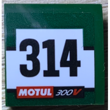 dark green slope curved 2 x 2 x 2 3 with black 314 and motul 300v on white stripe pattern sticker - set 75894