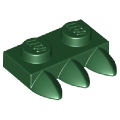 dark green plate modified 1 x 2 with 3 teeth