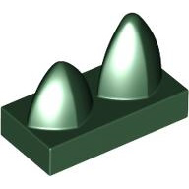 dark green tile modified 1 x 2 with 2 teeth vertical