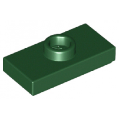 dark green plate modified 1 x 2 with 1 stud with groove and bottom stud holder jumper