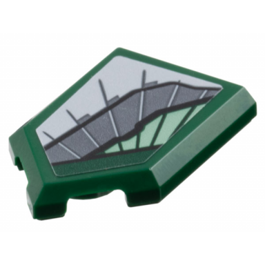 dark green tile modified 2 x 3 pentagonal with sand green dark bluish gray and light bluish gray wing armor pattern model right side sticker - set 76292