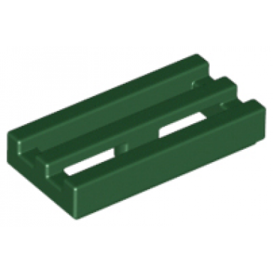 dark green tile modified 1 x 2 grille with bottom groove