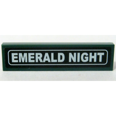 dark green tile 1 x 4 with white emerald night pattern sticker - set 10194