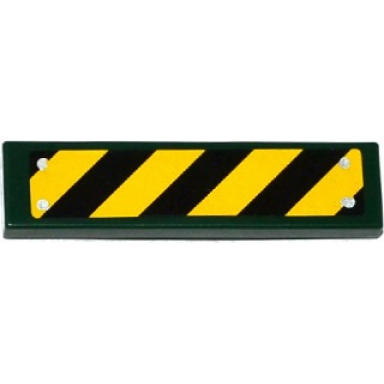 dark green tile 1 x 4 with black and yellow danger stripes and 4 silver rivets pattern sticker - set 75919