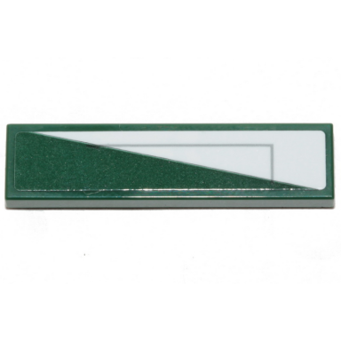 dark green tile 1 x 4 with white triangle and gray line pattern model left side sticker - set 75248