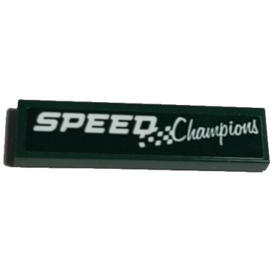 dark green tile 1 x 4 with speed champions pattern sticker - set 75884