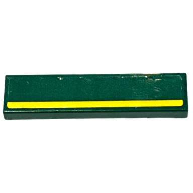 dark green tile 1 x 4 with yellow stripe pattern sticker - set 76907
