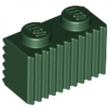 dark green brick modified 1 x 2 with grille fluted profile