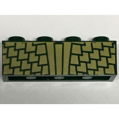 dark green brick 1 x 4 with gold scales pattern