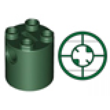dark green brick round 2 x 2 x 2 robot body - with bottom axle holder x shape orientation