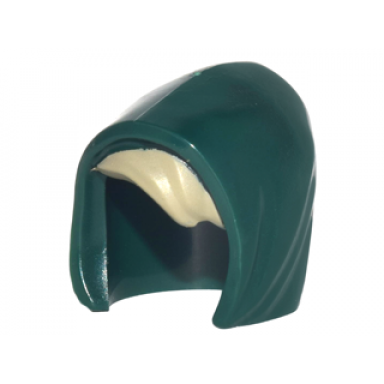 dark green minifigure headgear hood basic with tan bangs pattern