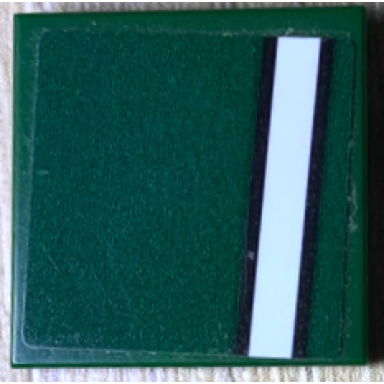 dark green tile 2 x 2 with black lines and white stripe pattern model left side sticker - set 75894
