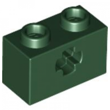 dark green technic brick 1 x 2 with axle hole