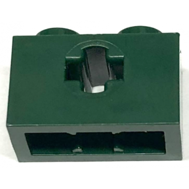 dark green technic brick 1 x 2 with axle hole and inside side supports