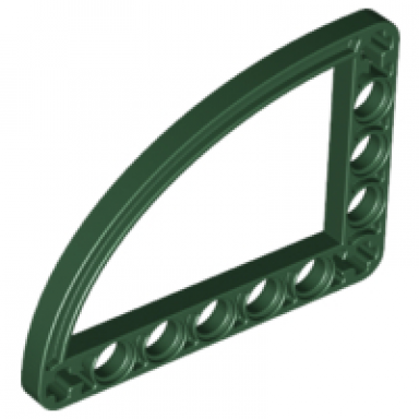 dark green technic liftarm modified l-shape quarter ellipse thin 5 x 7