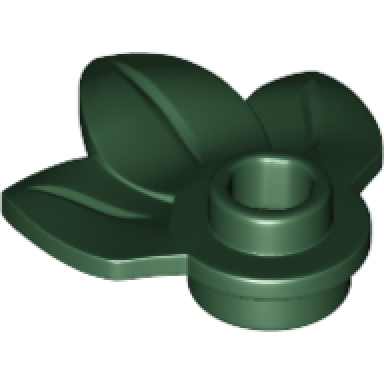 dark green plant plate round 1 x 1 with 3 leaves