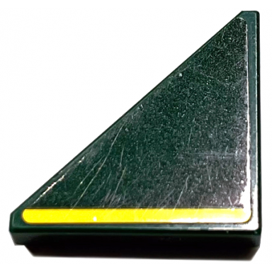 dark green tile modified 2 x 2 triangular with yellow stripe pattern model right side sticker - set 76907