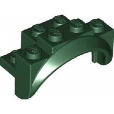 dark green vehicle mudguard 4 x 2 1 2 x 2 with arch round solid studs and rounded legs