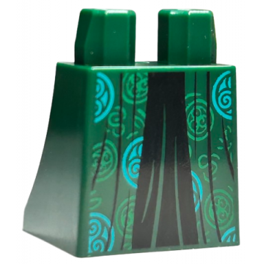 lower body skirt with green and medium green circles and black dress pattern