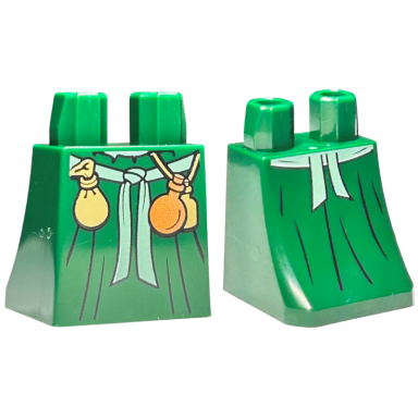 lower body skirt with sand green sash dark orange and dark tan potion bottles and purse pattern