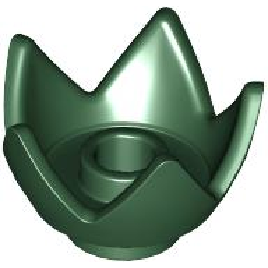 dark green minifigure headgear crown eggshell with 5 points and center stud
